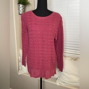 Savannah Vintage Raspberry Crochet Knit Top Cottagecore